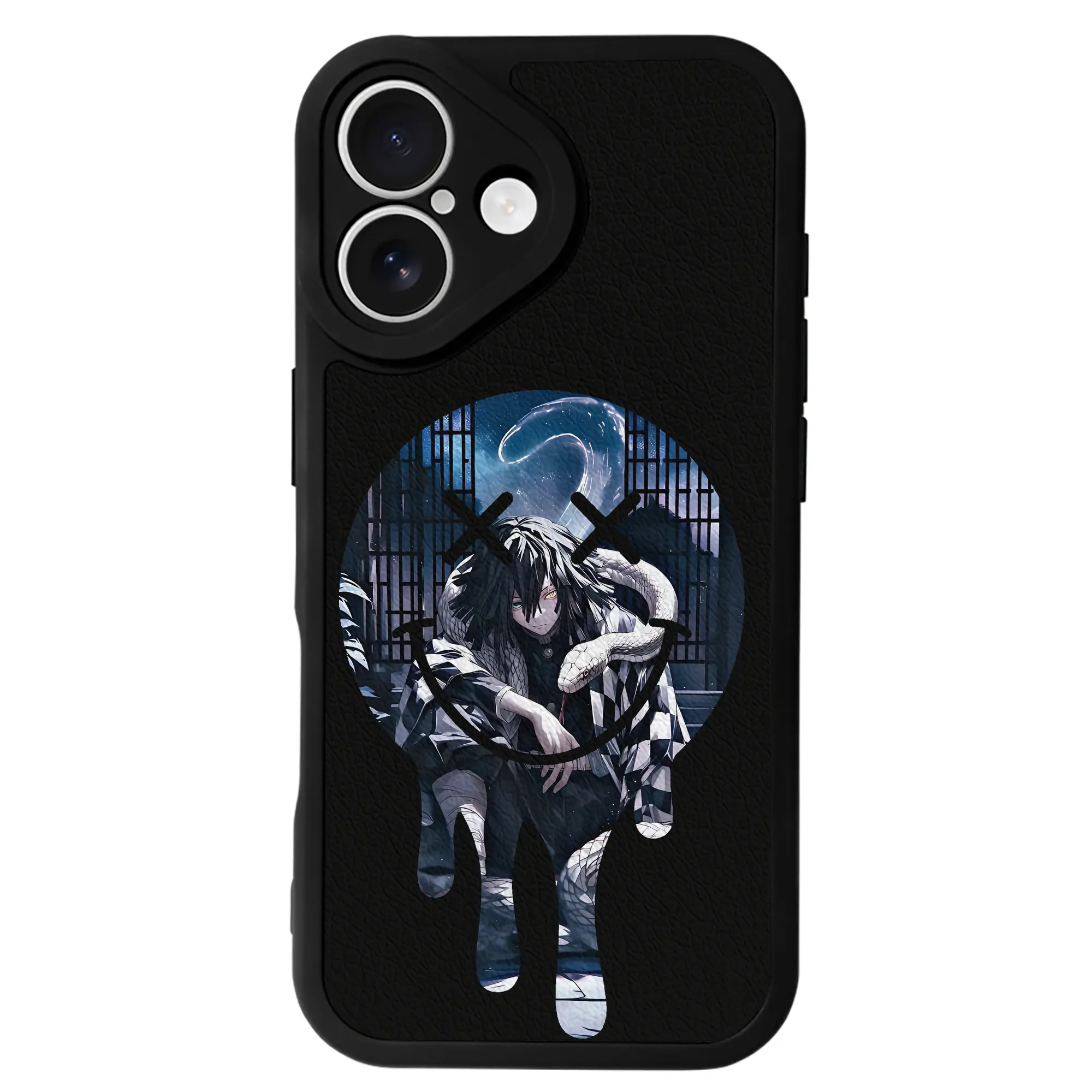 鬼滅の刃 グッズ,伊黒 小芭内 - IPhone 16シリーズ対応 ・ シリコンスマホケース ・ レザー調 ・ 高精度フィット ・ 耐衝撃 ・ ワイヤレス充電対応 ・ 精密カット